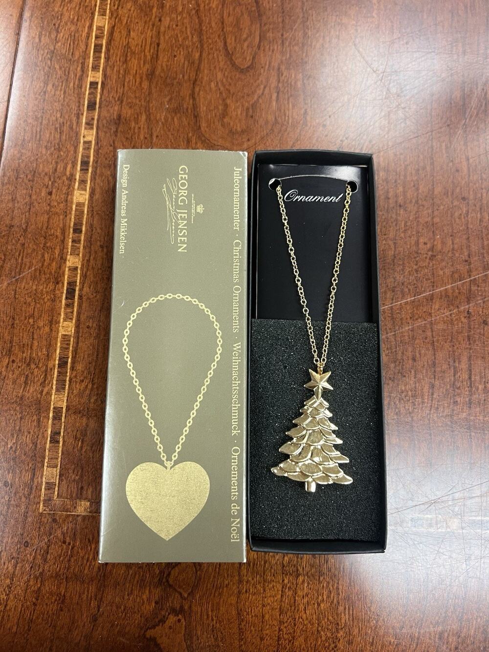 Georg Jensen Christmas Tree Ornament Denmark Gold Plated With Original Box